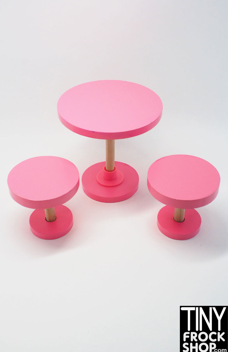 12" Fashion Doll Kidkraft Look Wooden Table and Stools- Set of 3