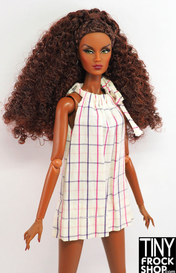 12" Fashion Doll Pleated Window Pane Dress