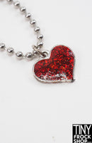 12" Fashion Doll Red Glitter Heart Necklace by Pam Maness
