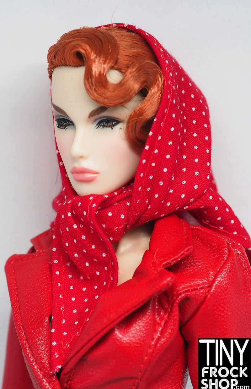 12" Fashion Doll Red Mini Dot Triangle Scarf by Pam Maness