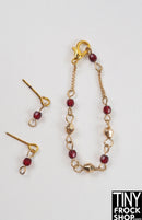 12" Fashion Doll Red Stone with Gold Necklace and Earring Set by Pam Maness