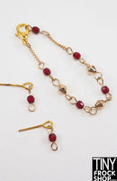 12" Fashion Doll Red Stone with Gold Necklace and Earring Set by Pam Maness