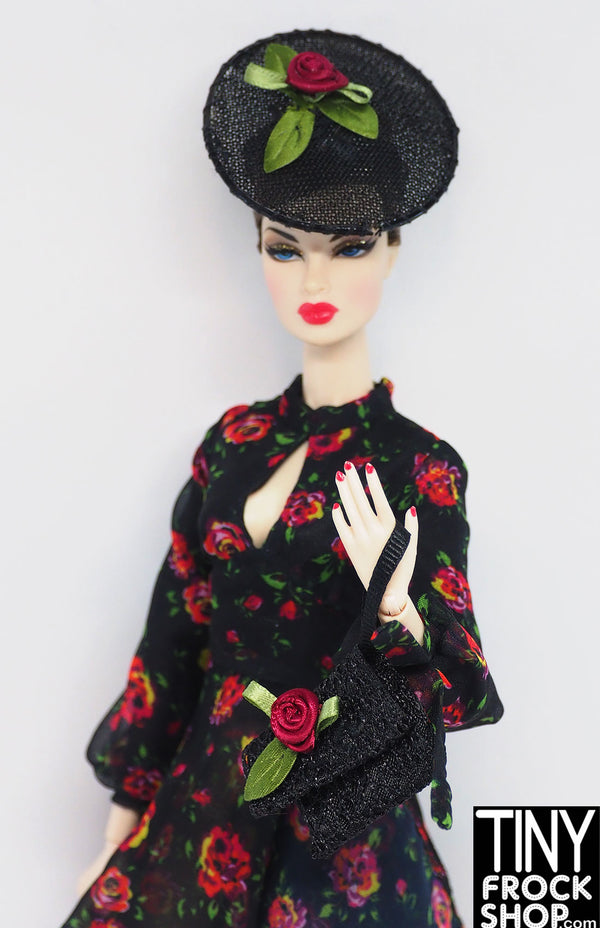 12" Fashion Doll Retro Black and Rose Accessory Set by Pam Maness