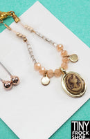 12" Fashion Doll Rose Gold Cameo Necklace and Earring Set by Pam Maness