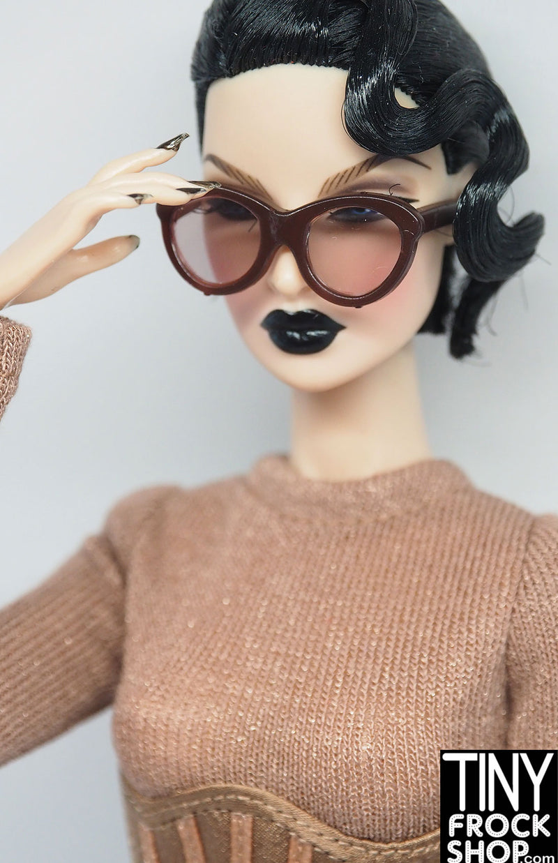 12" Fashion Doll Rounded Frame Sunglasses - 2 Colors