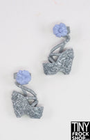 12" Fashion Doll Silver Flower Encrusted Platform Heel