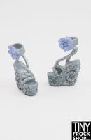12" Fashion Doll Silver Flower Encrusted Platform Heel