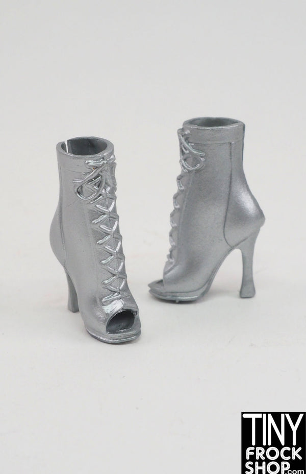 12" Fashion Doll Silver Open Toe Heel Boot