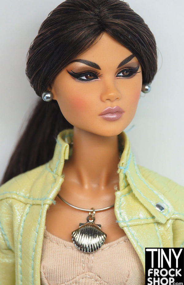 12" Fashion Doll Silver Shell Choker Necklace with Metallic Ball Earrings Set by Pam Maness