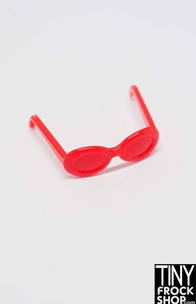 Small round golden sunglasses - red colored glasses