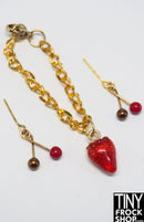 12" Fashion Doll Strawberry Necklace with Modern Twist Earrings Set by Pam Maness