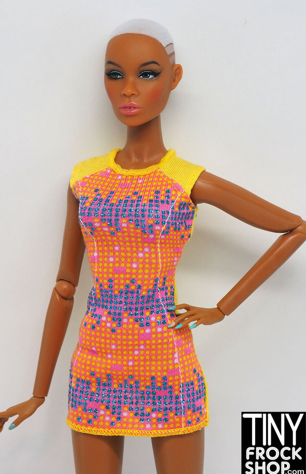 12" Fashion Doll Sunset Hue Digital Print Shift Dress