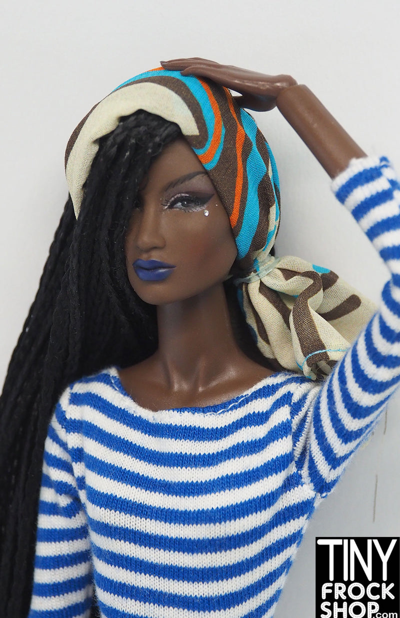 12" Fashion Doll Tribal Art Silk Chiffon Scarf by Pam Maness