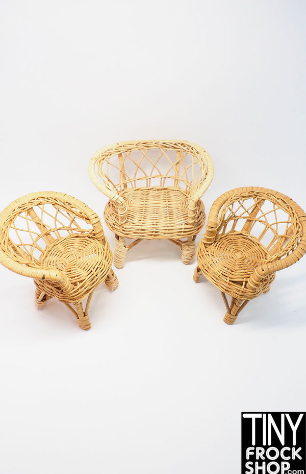 12" Fashion Doll Wicker Chair and Loveseat - Set of 3
