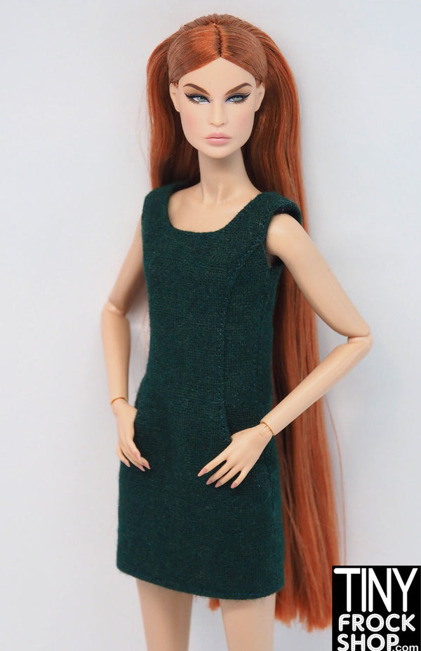 12" Fashion Doll Wooly Deep Green Shift Dress