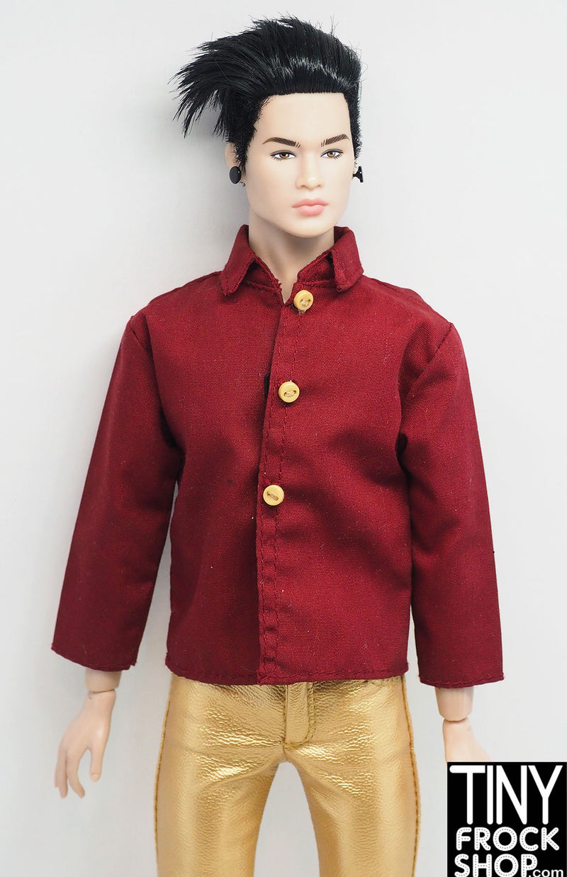 12" Fashion Male Doll Burgundy Shirt