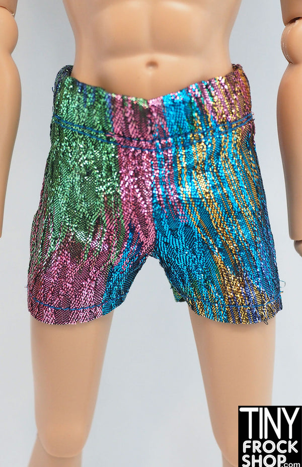 12" Fashion Male Doll Multicolored Lurex Metallic Shorts