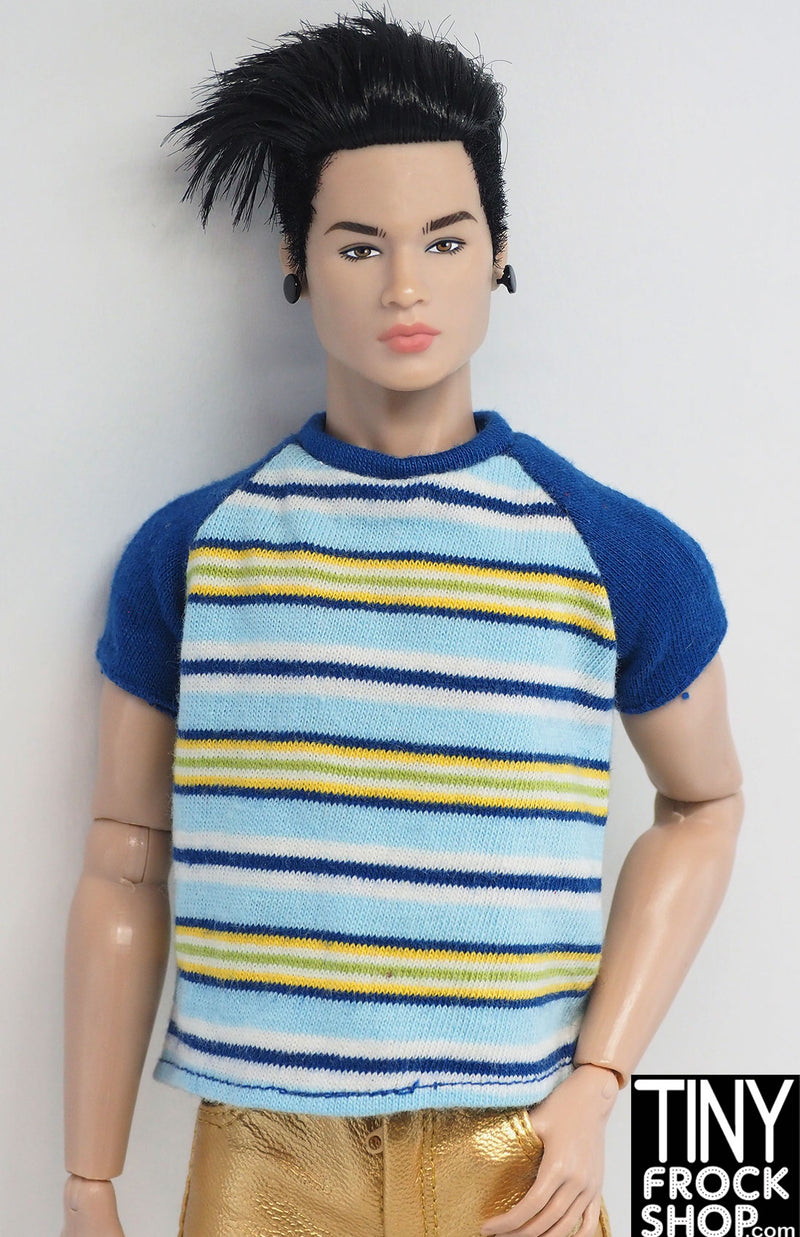 12" Fashion Male Doll Raglan Striped Tee Shirt