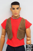 12" Fashion Male Doll Tan Suede Like Crop Vest
