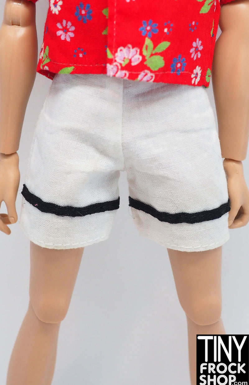 12" Fashion Male Doll White Cotton Short with Black Stripe