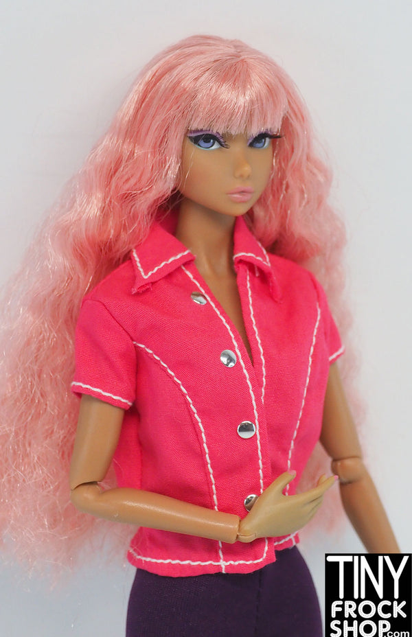 12" Fashion Doll Fashion Ave Hot pink Shirt with Contrast Stitching