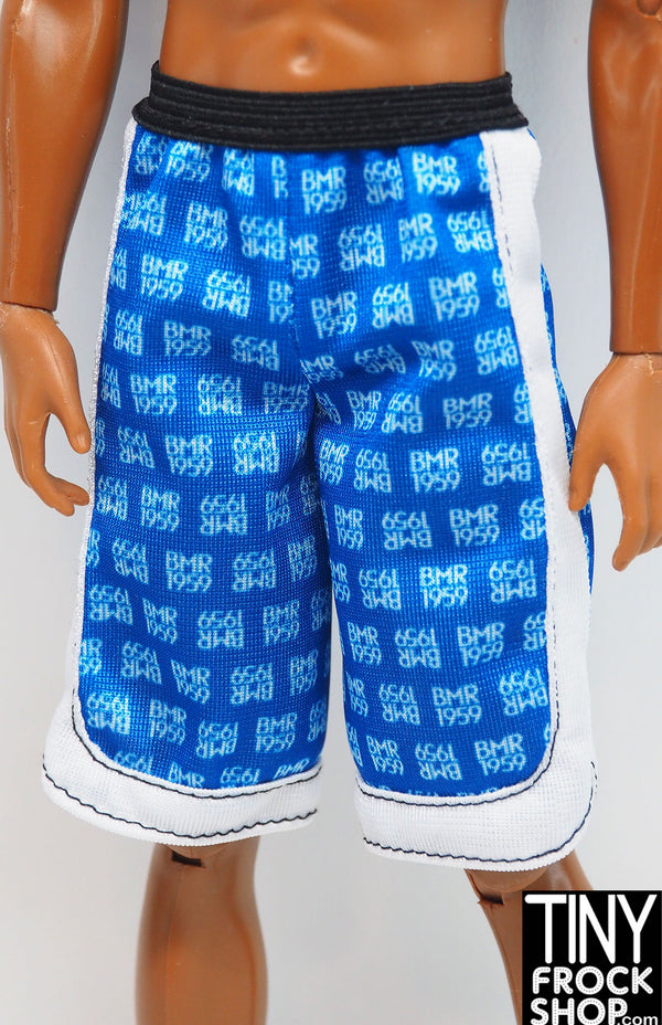 12" Fashion Male Doll  1957 Nylon Blue Printed Long Shorts