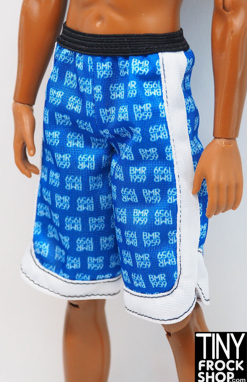 12" Fashion Male Doll  1957 Nylon Blue Printed Long Shorts