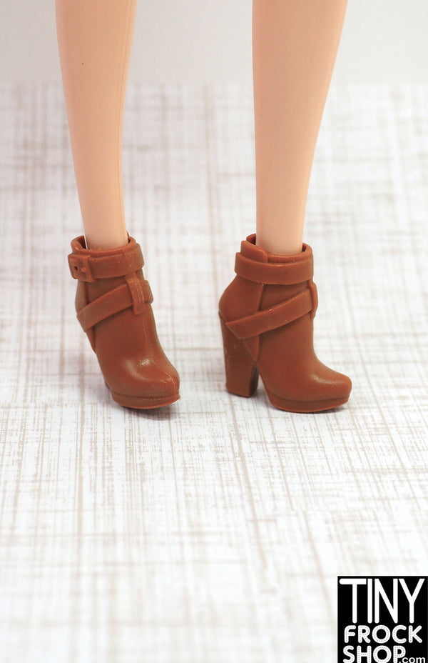 12" Fashion Doll Brown Strappy Ankle Boot