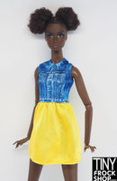 12" Fashion Doll Faux Denim Topper Dress with Yellow Skirt