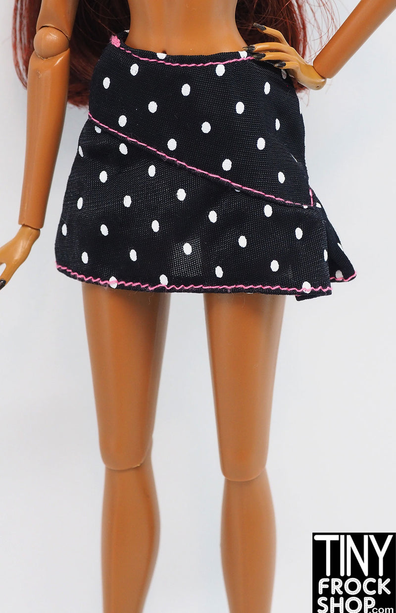 12" Fashion Doll  Black White Polka Dot Skirt