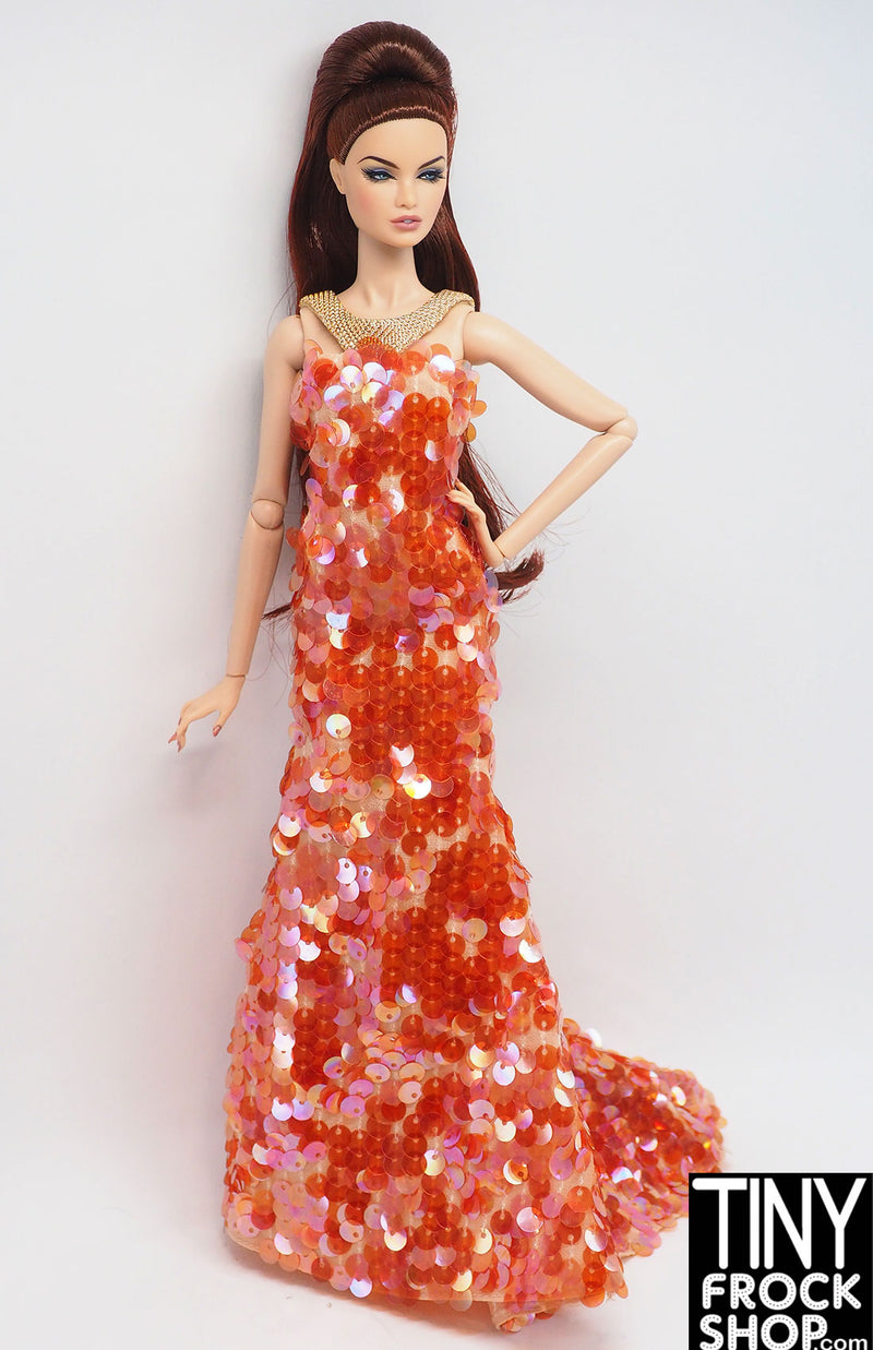 12" Fashion Doll Burrows Alazne 2012 Coral Sequin Dress 12" Fashion Doll Burrows Alazne 2012 Coral Sequin Dress