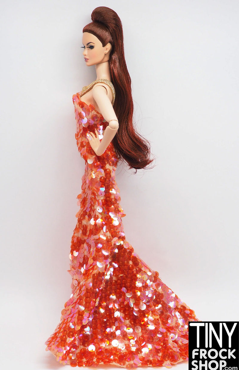 12" Fashion Doll Burrows Alazne 2012 Coral Sequin Dress