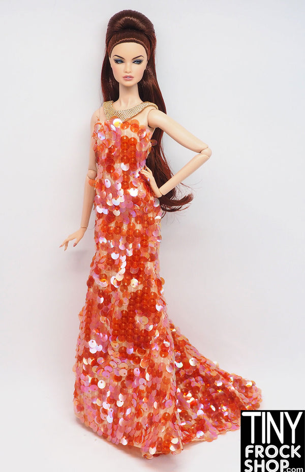 12" Fashion Doll Burrows Alazne 2012 Coral Sequin Dress