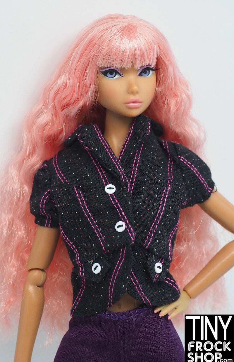 12" Fashion Doll Model Summer Black with Pin Stripes Jacket