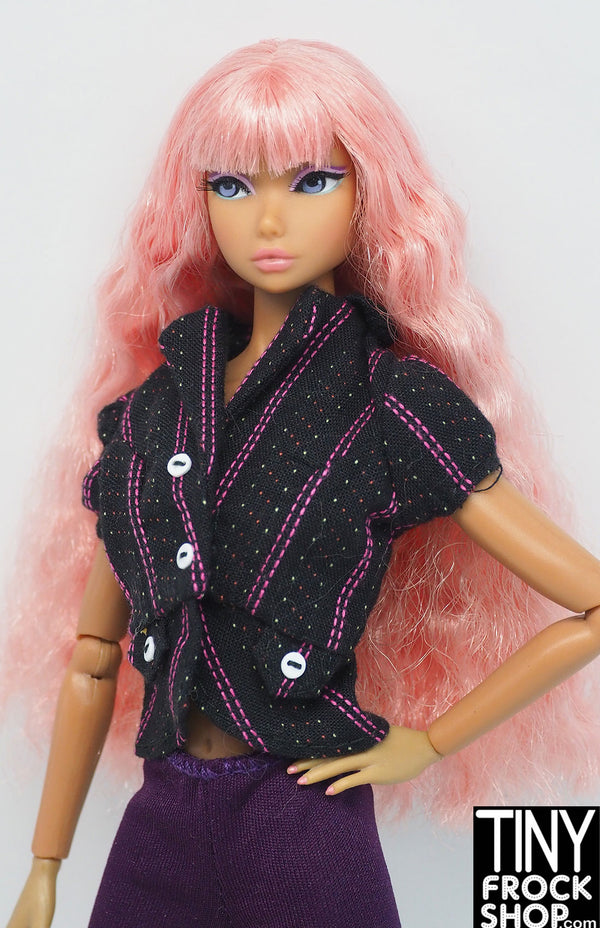 12" Fashion Doll Model Summer Black with Pin Stripes Jacket