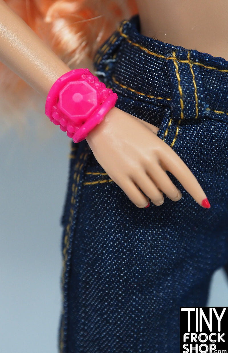 12" Fashion Doll Hot Pink Big Faux Gem Bracelet