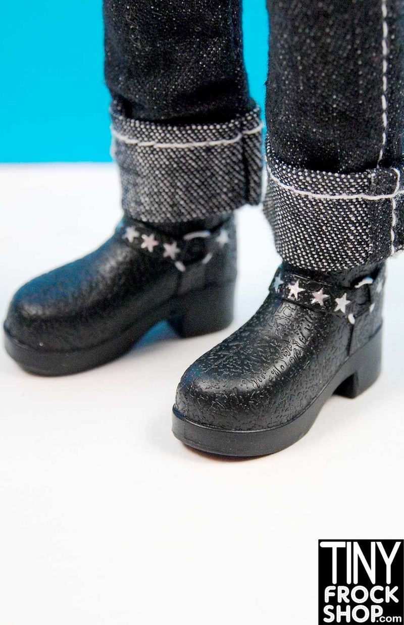 12 Inch Fashion Male Doll Male Black Rockstar Boots