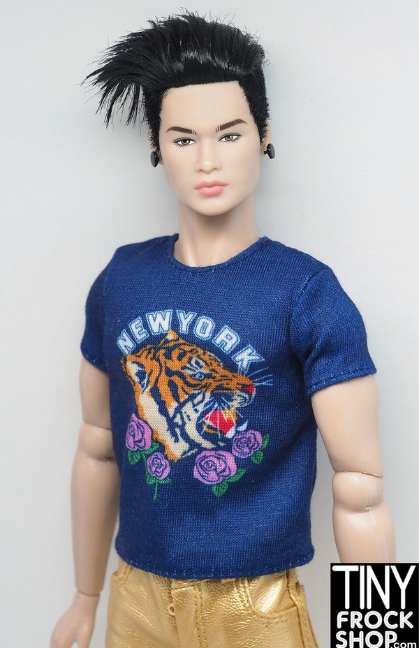 12" Fashion Male Doll Navy New York Graphic Tee