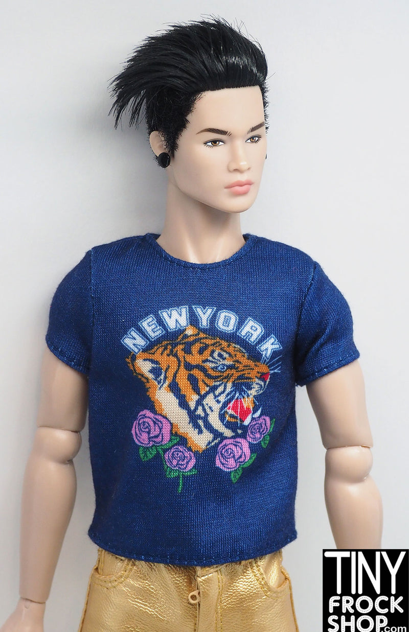 12" Fashion Male Doll Navy New York Graphic Tee