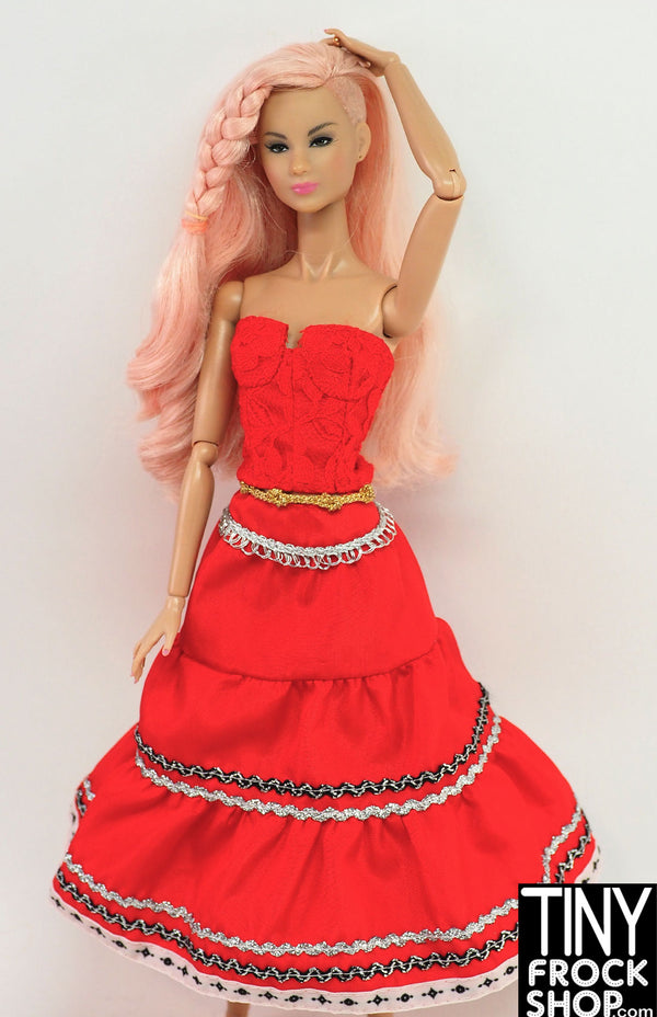 12" Fashion Doll Red Bustier and Skirt Set