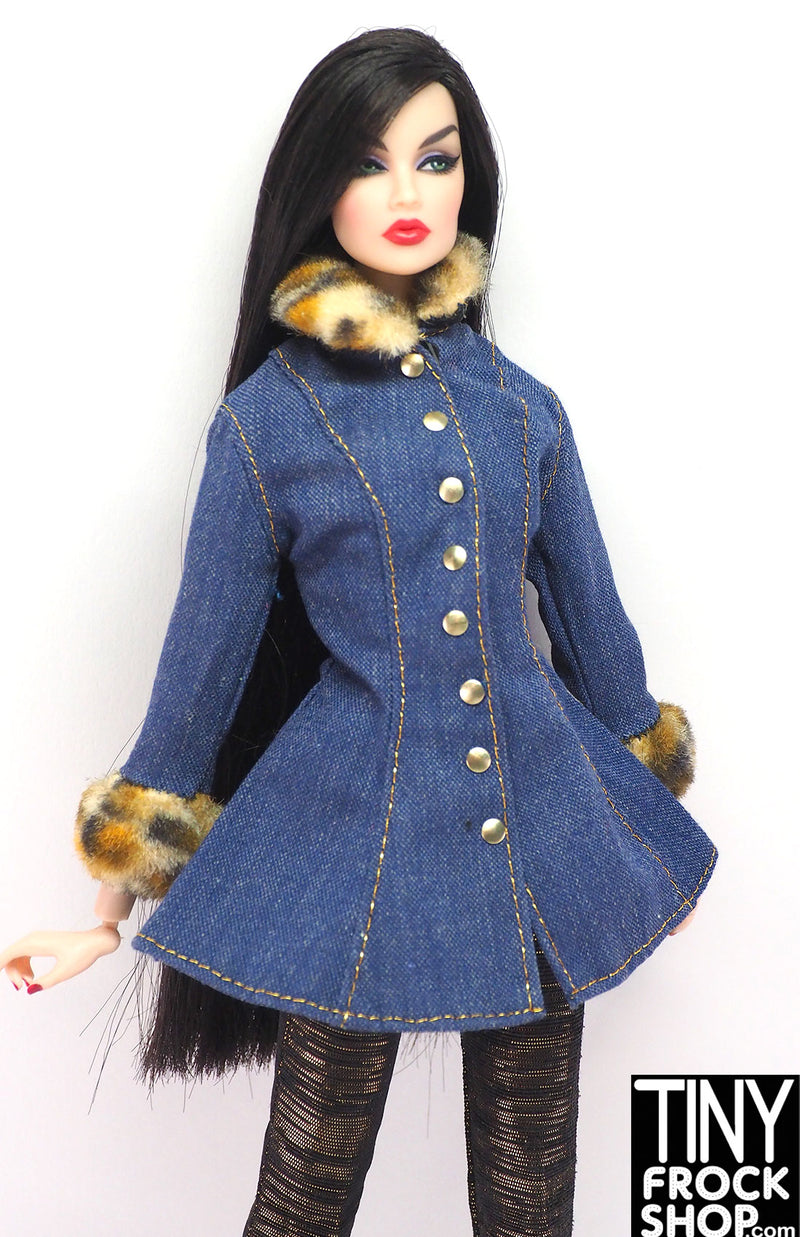 12" Fashion Doll 1996 Fashion Avenue Denim Jacket with Fur