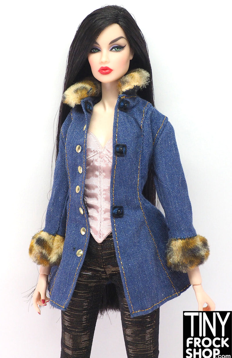 12" Fashion Doll 1996 Fashion Avenue Denim Jacket with Fur