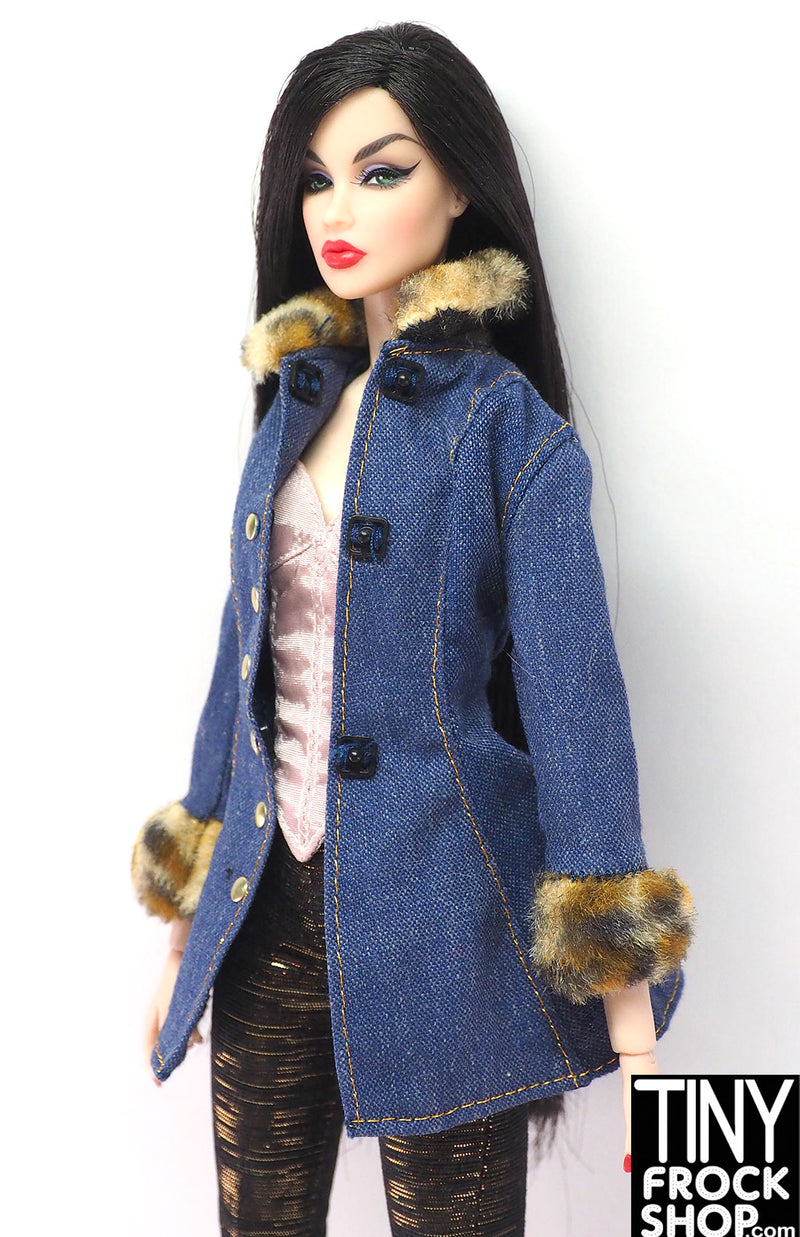 12" Fashion Doll 1996 Fashion Avenue Denim Jacket with Fur