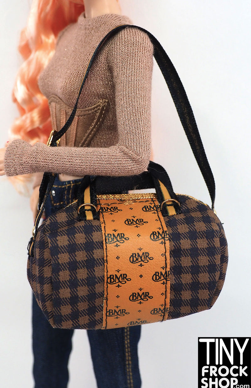 12" Fashion Doll 1997  Final Touches Spectacular Spectators Brown Checker Handbag