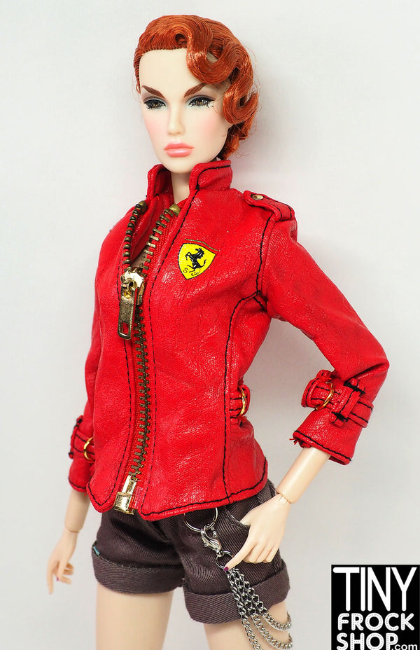 12" Fashion Doll 2000 Ferrarie Red Vinyl Driver Jacket