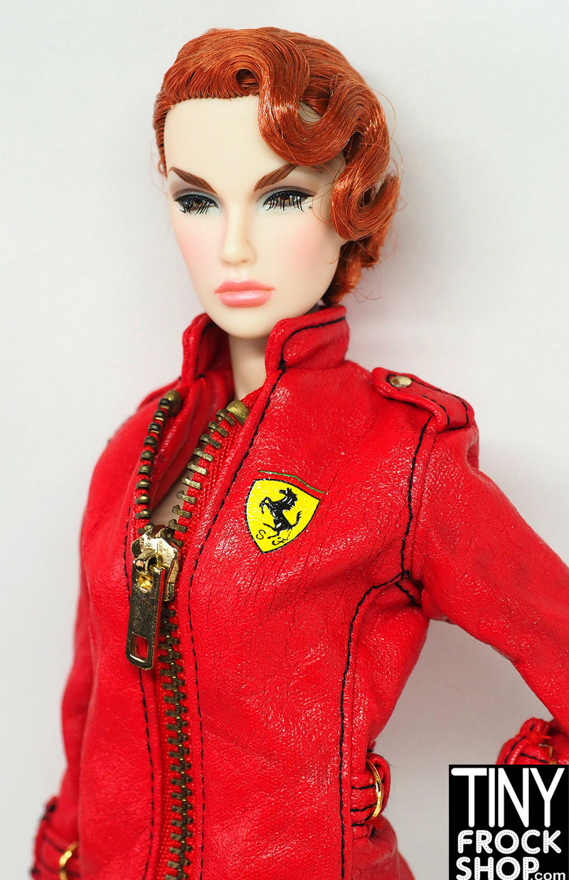 12" Fashion Doll 2000 Ferrarie Red Vinyl Driver Jacket