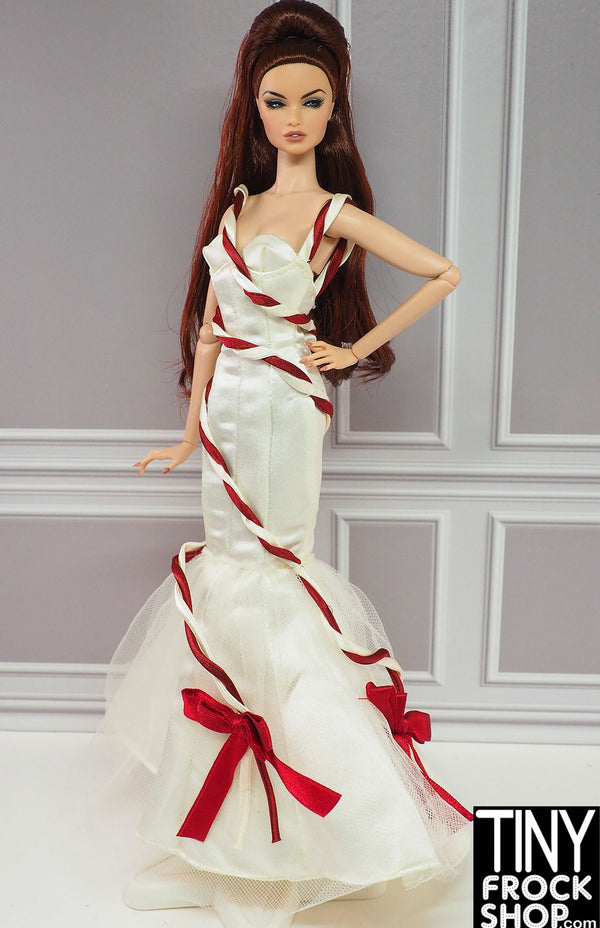 12" Fashion Doll 2005 Peppermint Obsession White and Red Twisted Gown