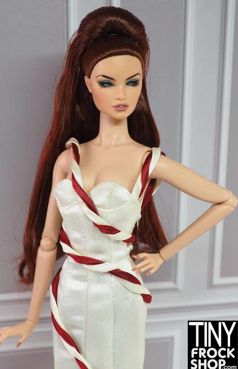 12" Fashion Doll 2005 Peppermint Obsession White and Red Twisted Gown