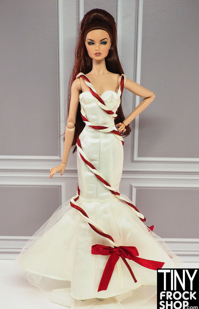 12" Fashion Doll 2005 Peppermint Obsession White and Red Twisted Gown