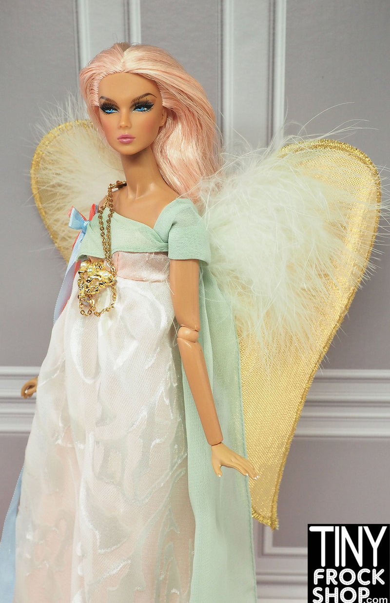 12" Fashion Doll 2006 Golden Angel Pastel and Gold Gown With Wings